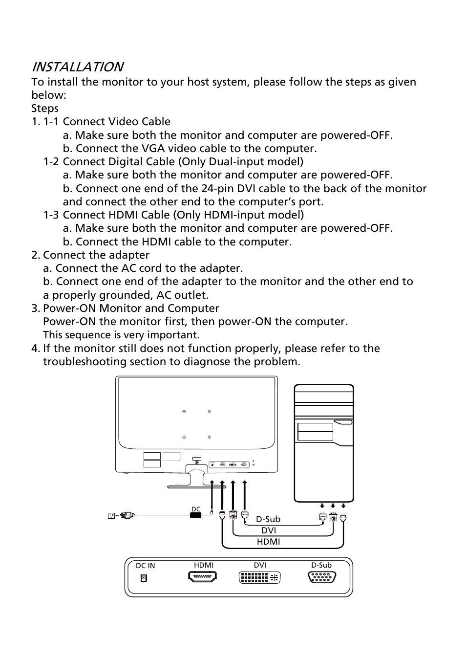 Installation, En-9, This sequence is very important | Acer S241HL User Manual | Page 18 / 29