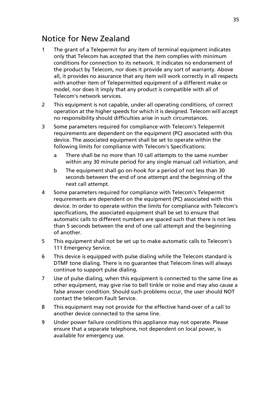 Notice for new zealand | Acer AcerPower 1000 User Manual | Page 45 / 51