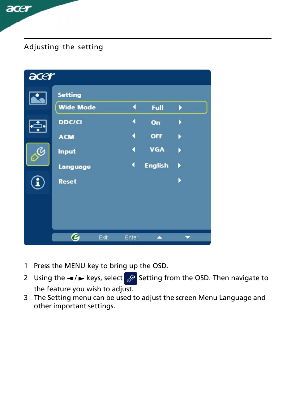 Acer P236HL User Manual | Page 18 / 23