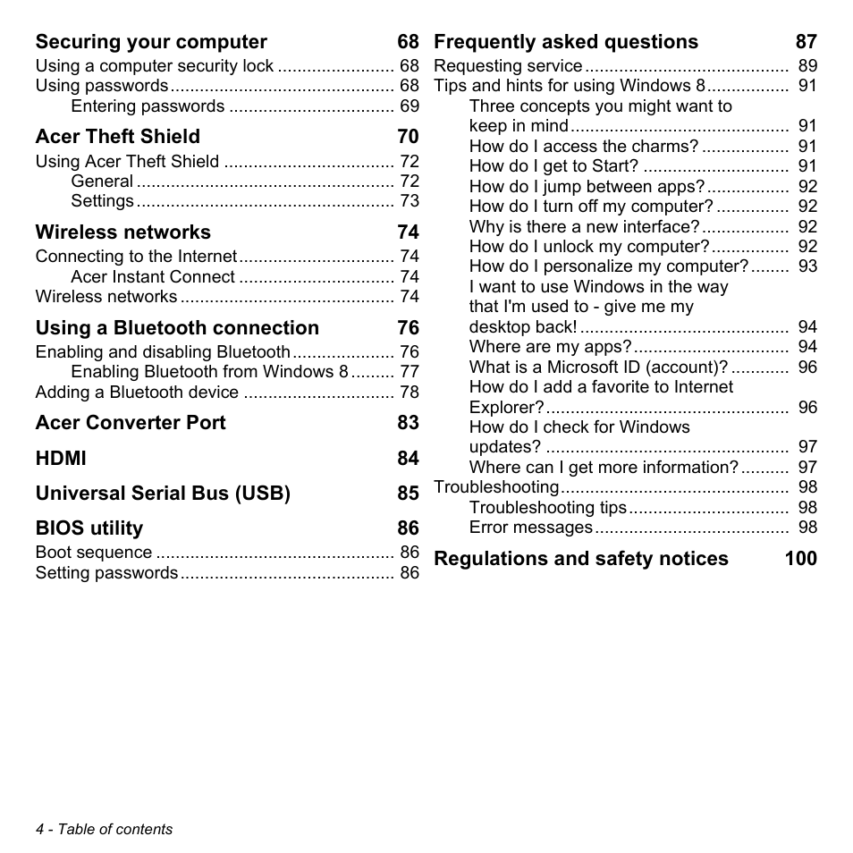Acer Aspire V7-481 User Manual | Page 4 / 108