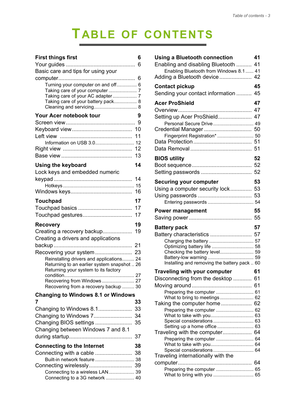 Acer TravelMate P245-MG User Manual | Page 3 / 97