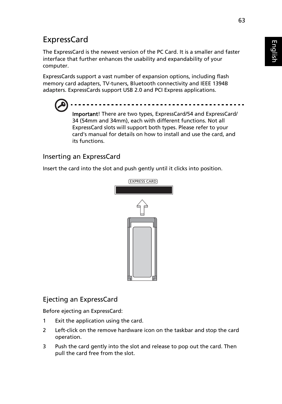 Expresscard | Acer TravelMate 4280 User Manual | Page 81 / 101