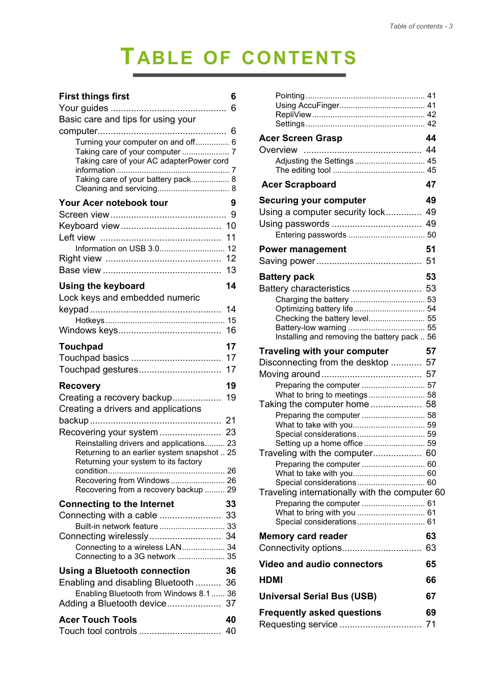 Acer Aspire E1-470PG User Manual | Page 3 / 93
