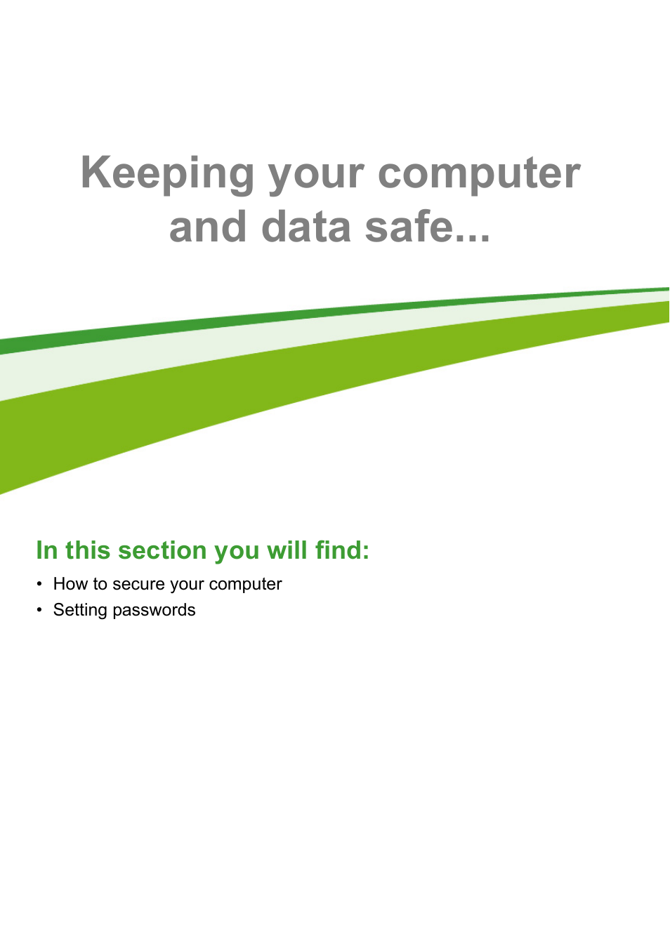 Keeping your computer and data safe | Acer Aspire U5-610 User Manual | Page 32 / 71