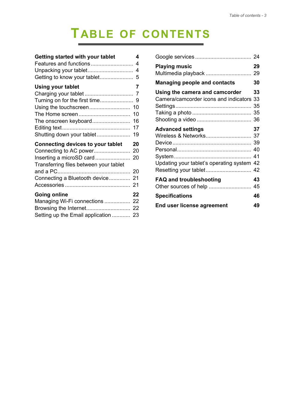 Acer B1-730HD User Manual | Page 3 / 52