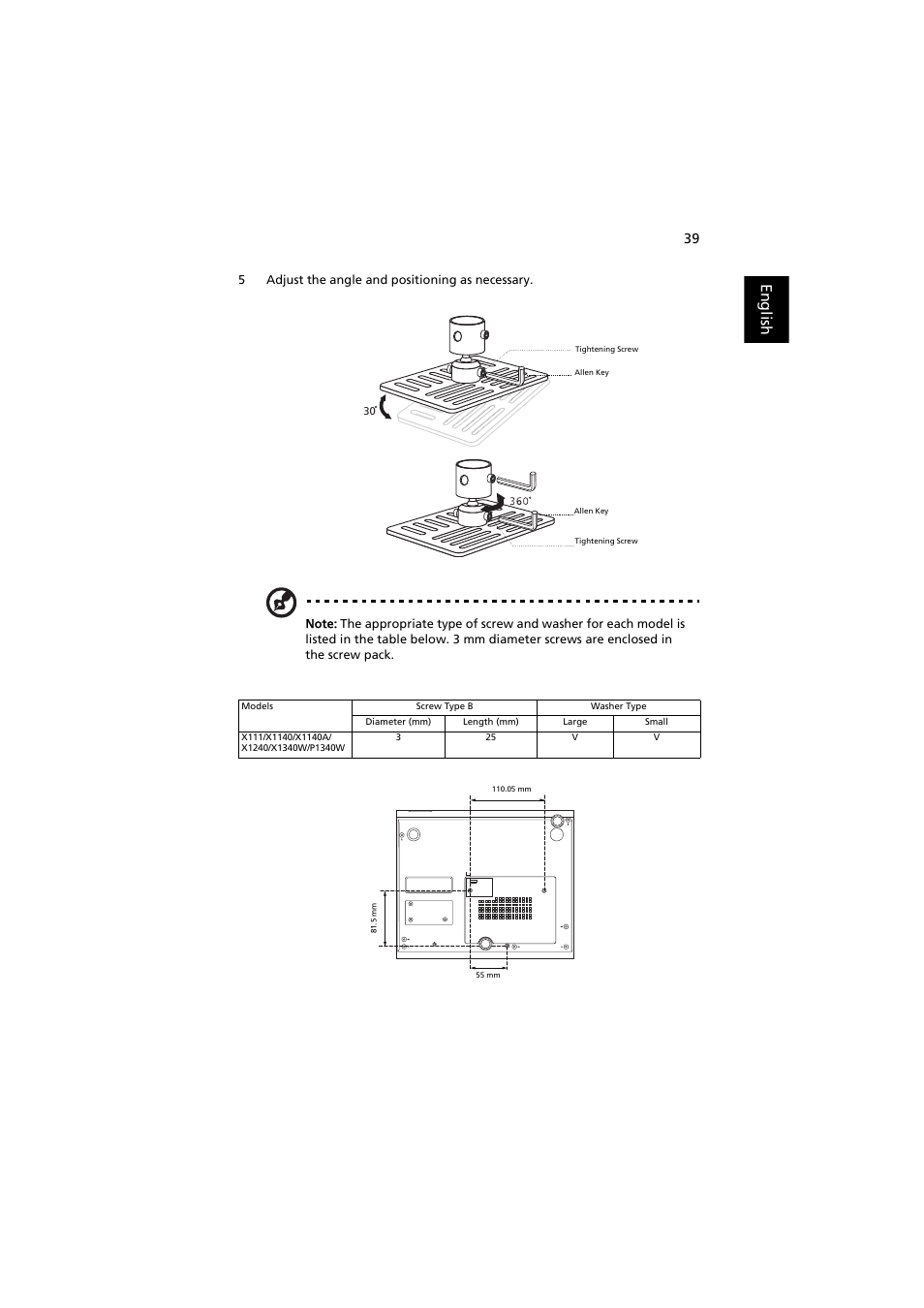 English | Acer PE-W30 User Manual | Page 49 / 61