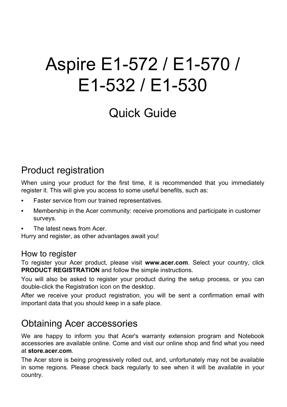 Acer Aspire E1-572 User Manual | 9 pages