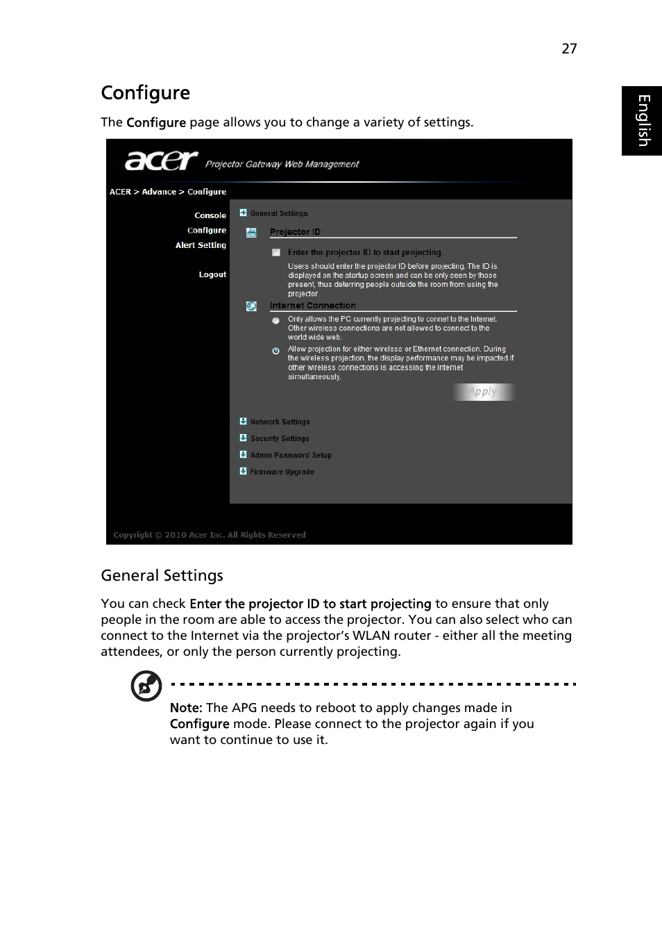 Configure | Acer S5201 User Manual | Page 27 / 52