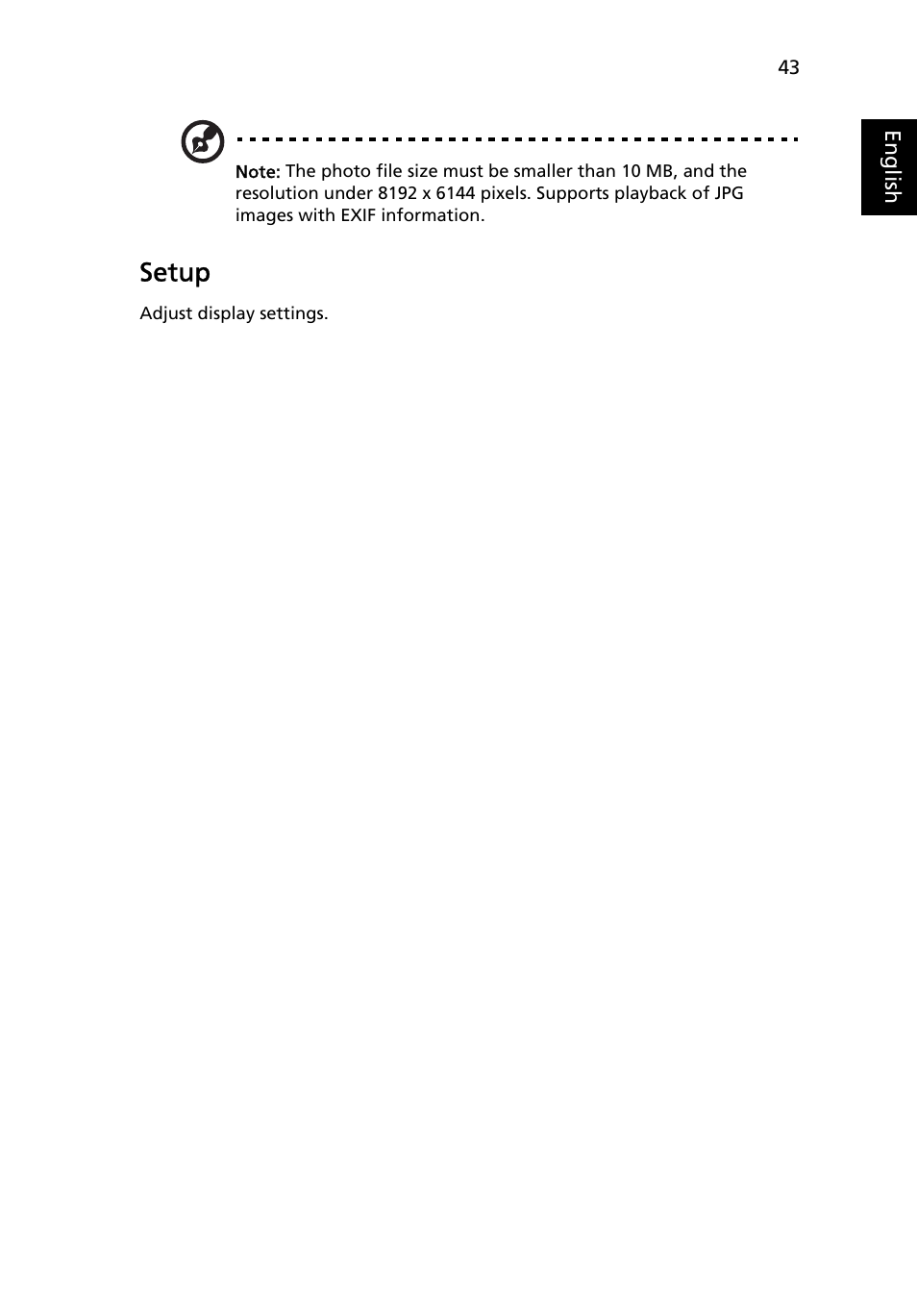 Setup | Acer S5201 User Manual | Page 43 / 52