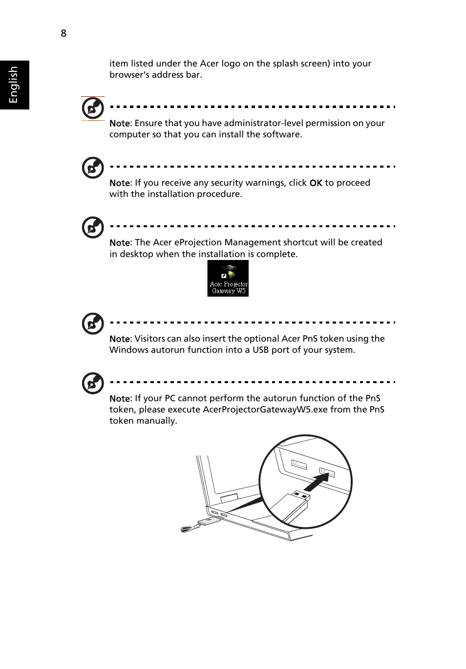 English | Acer S5201 User Manual | Page 8 / 52