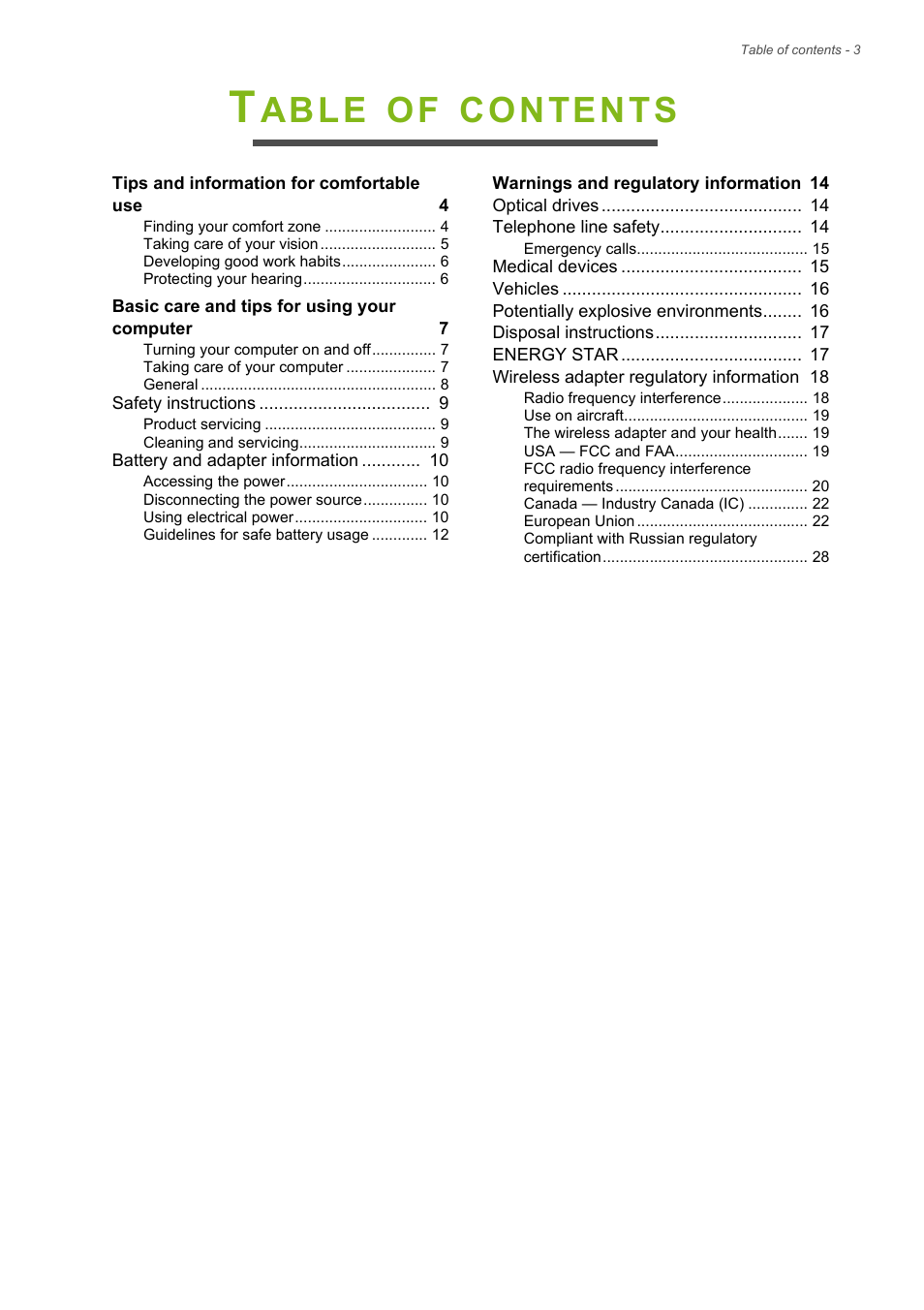 Acer Aspire E1-472 User Manual | Page 3 / 28