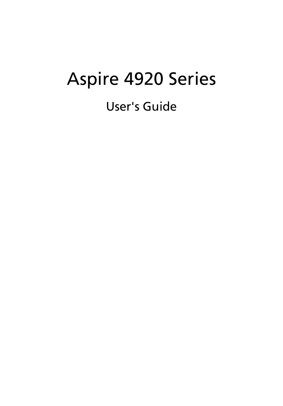 Acer Aspire 4920 User Manual | 111 pages