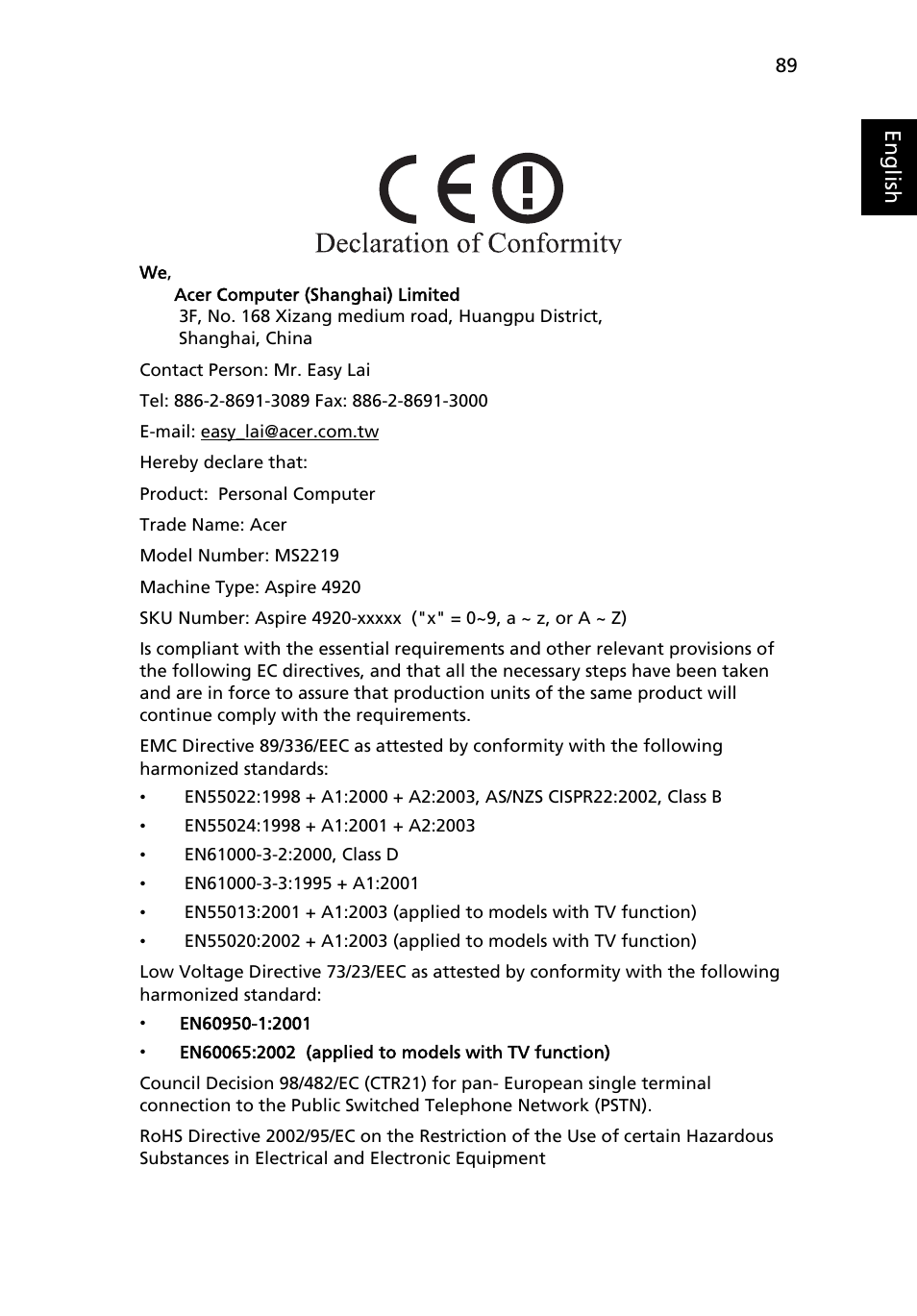 Acer Aspire 4920 User Manual | Page 108 / 111