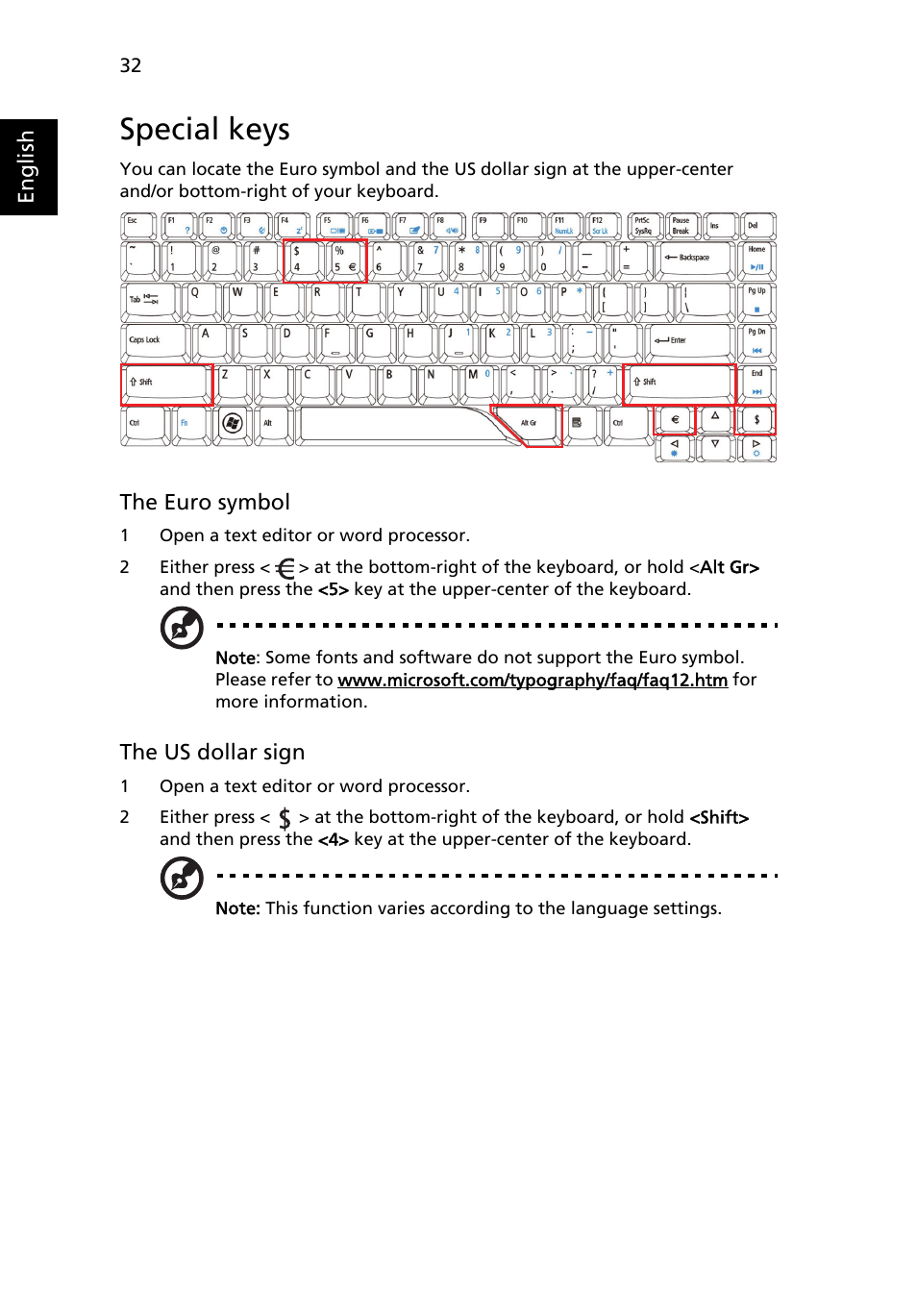 Special keys | Acer Aspire 4920 User Manual | Page 52 / 111