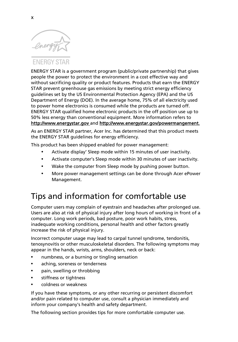 Tips and information for comfortable use | Acer Aspire 5710 User Manual | Page 10 / 113