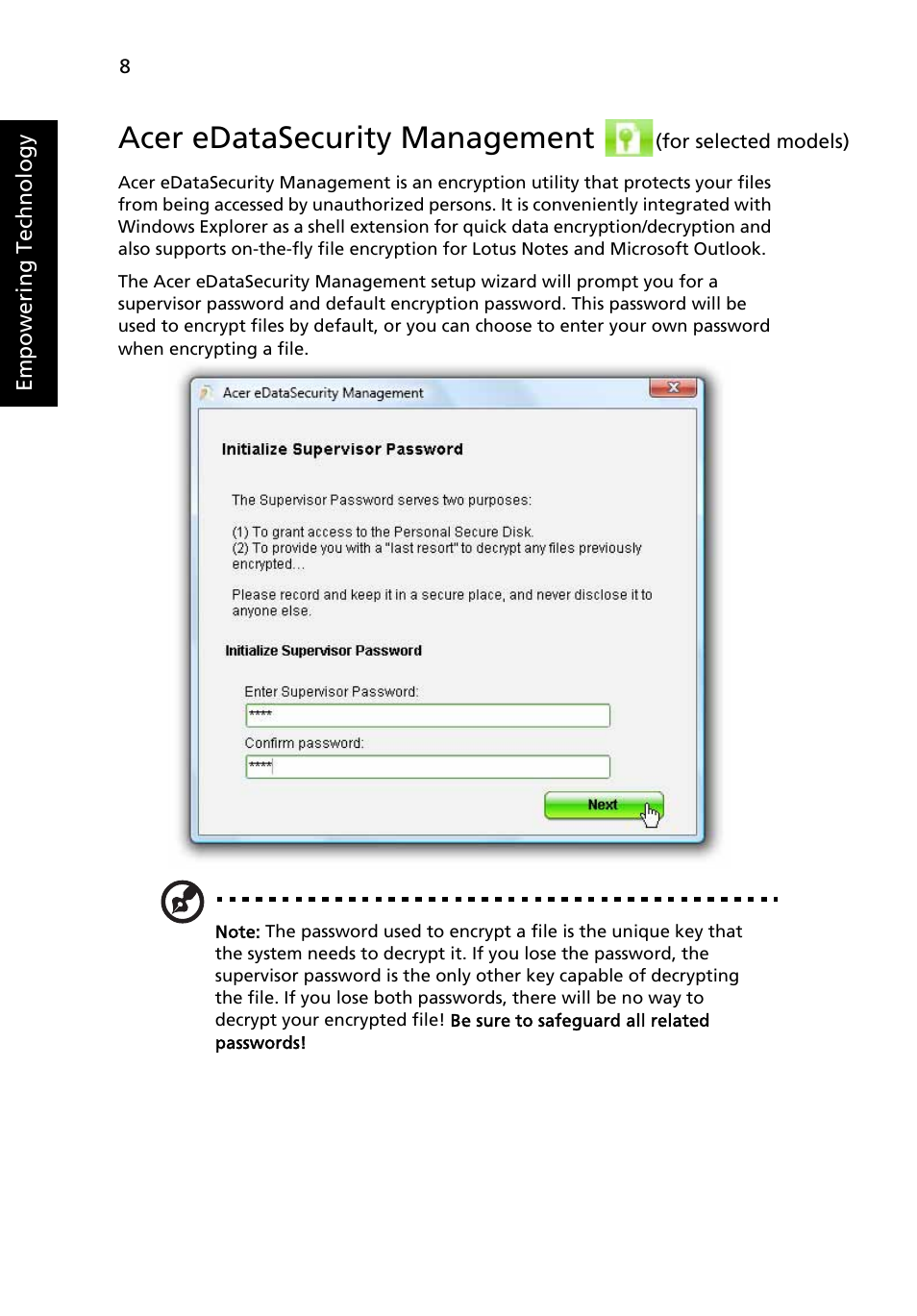 Acer edatasecurity management | Acer Aspire 5710 User Manual | Page 28 / 113