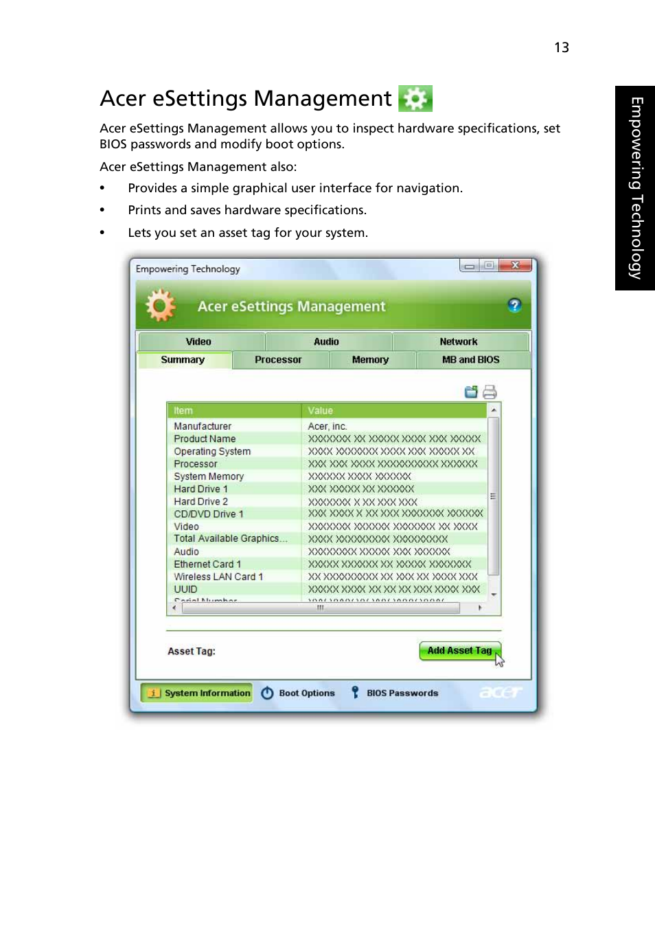 Acer esettings management | Acer Aspire 5710 User Manual | Page 33 / 113