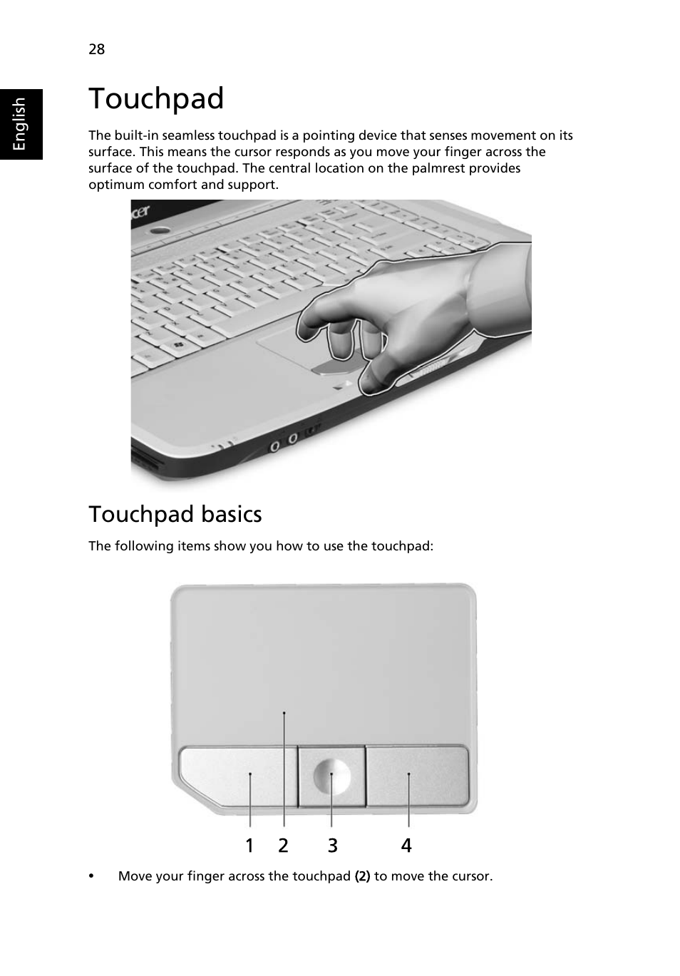 Touchpad, Touchpad basics | Acer Aspire 5710 User Manual | Page 48 / 113