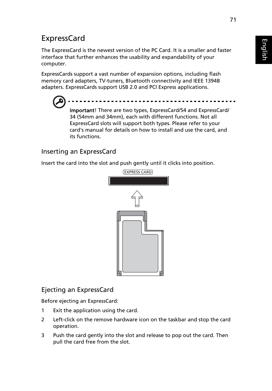 Expresscard | Acer Aspire 5710 User Manual | Page 91 / 113