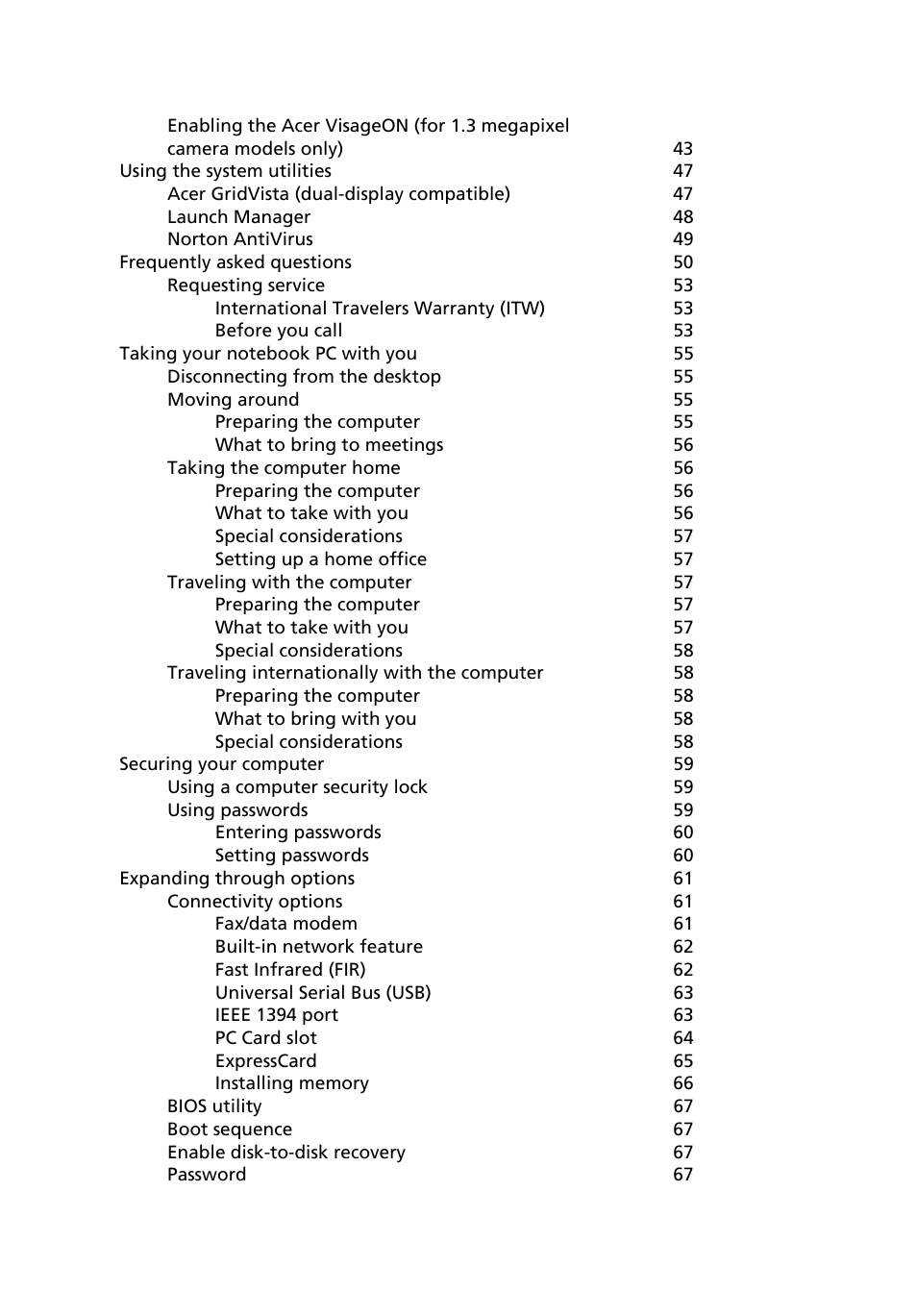 Acer Aspire 5550 User Manual | Page 12 / 106