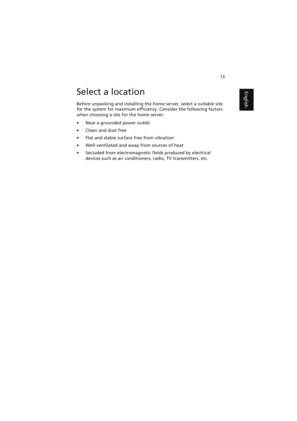 Select a location | Acer easyStore H341 User Manual | Page 15 / 59