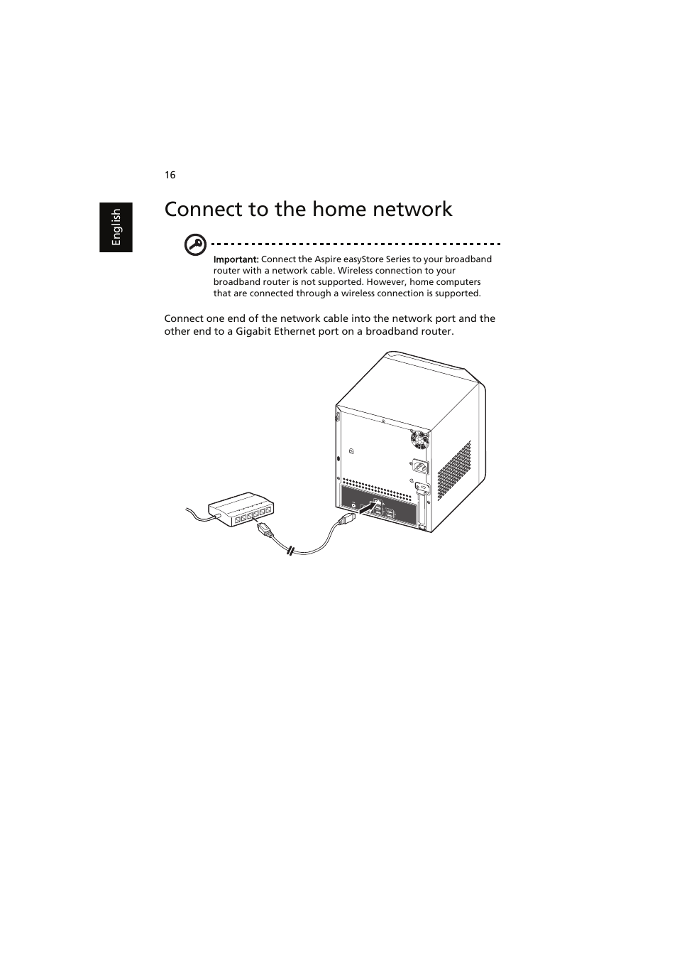 Connect to the home network | Acer easyStore H341 User Manual | Page 18 / 59