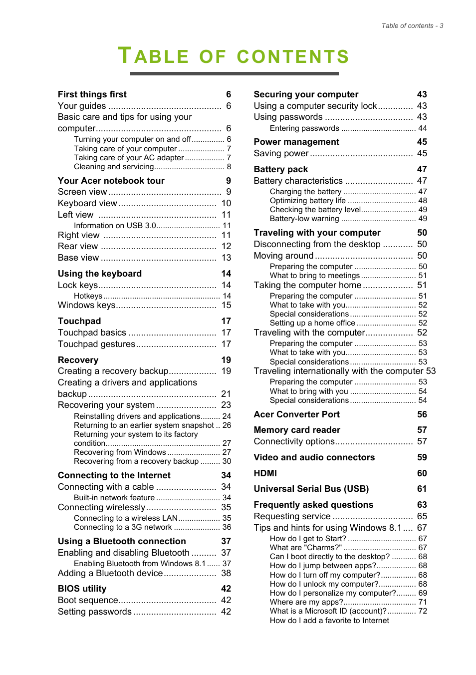 Acer Aspire V5-572 User Manual | Page 3 / 87