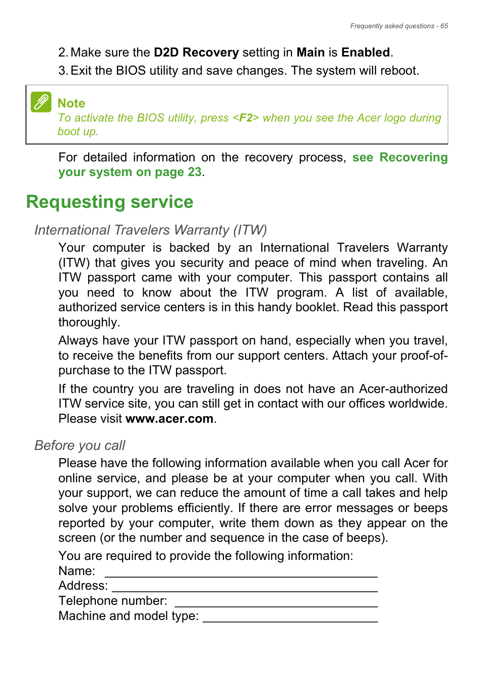 Requesting service | Acer Aspire V5-572 User Manual | Page 65 / 87