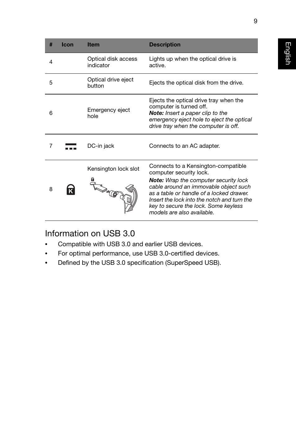 Information on usb 3.0 | Acer TravelMate P643-V User Manual | Page 9 / 11