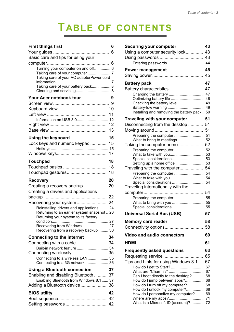 Acer Aspire E1-530 User Manual | Page 3 / 87