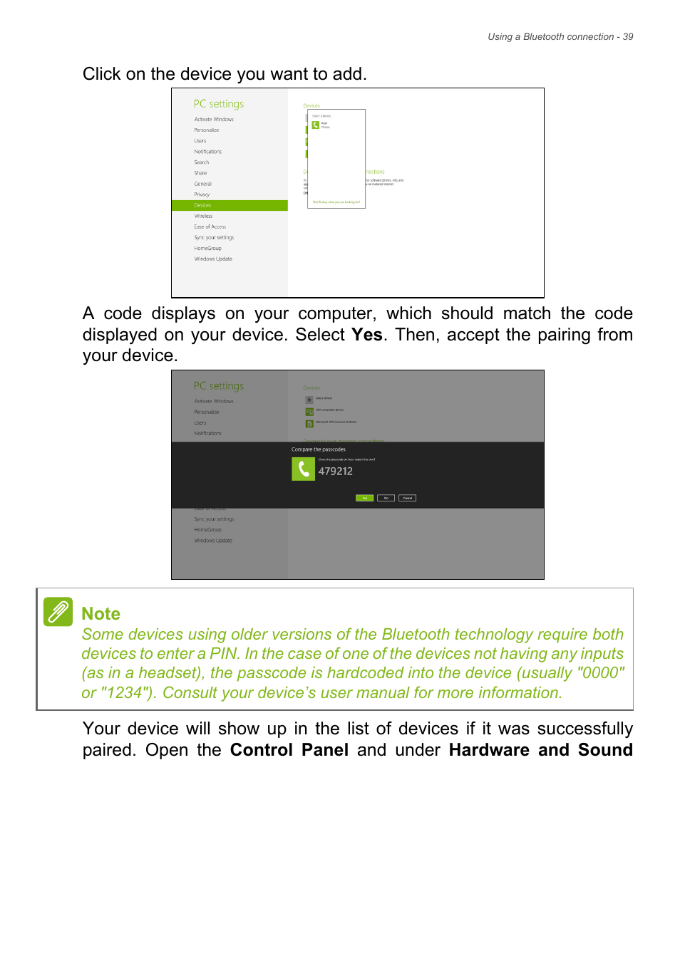 Acer Aspire E1-530 User Manual | Page 39 / 87