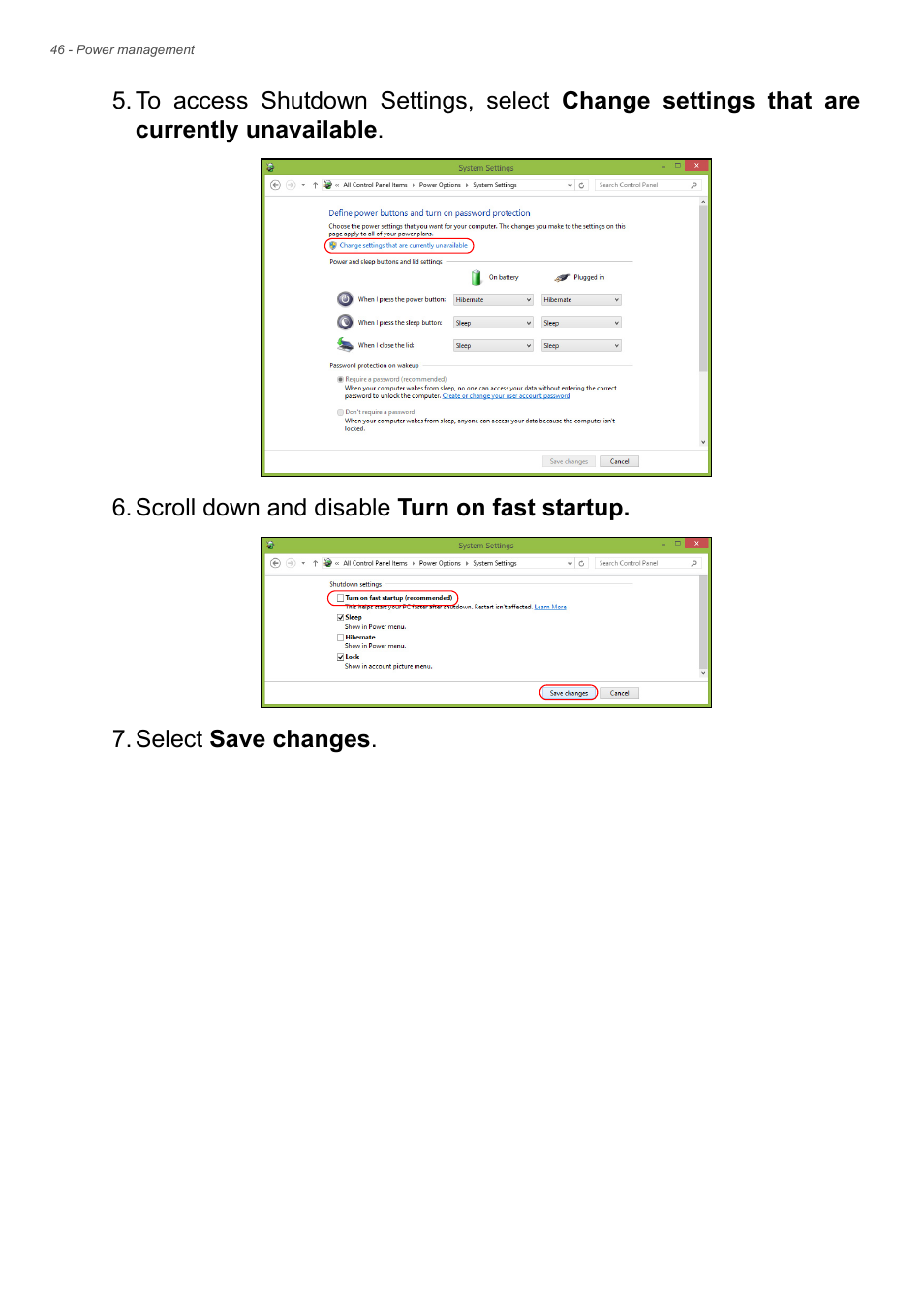 Acer Aspire E1-530 User Manual | Page 46 / 87