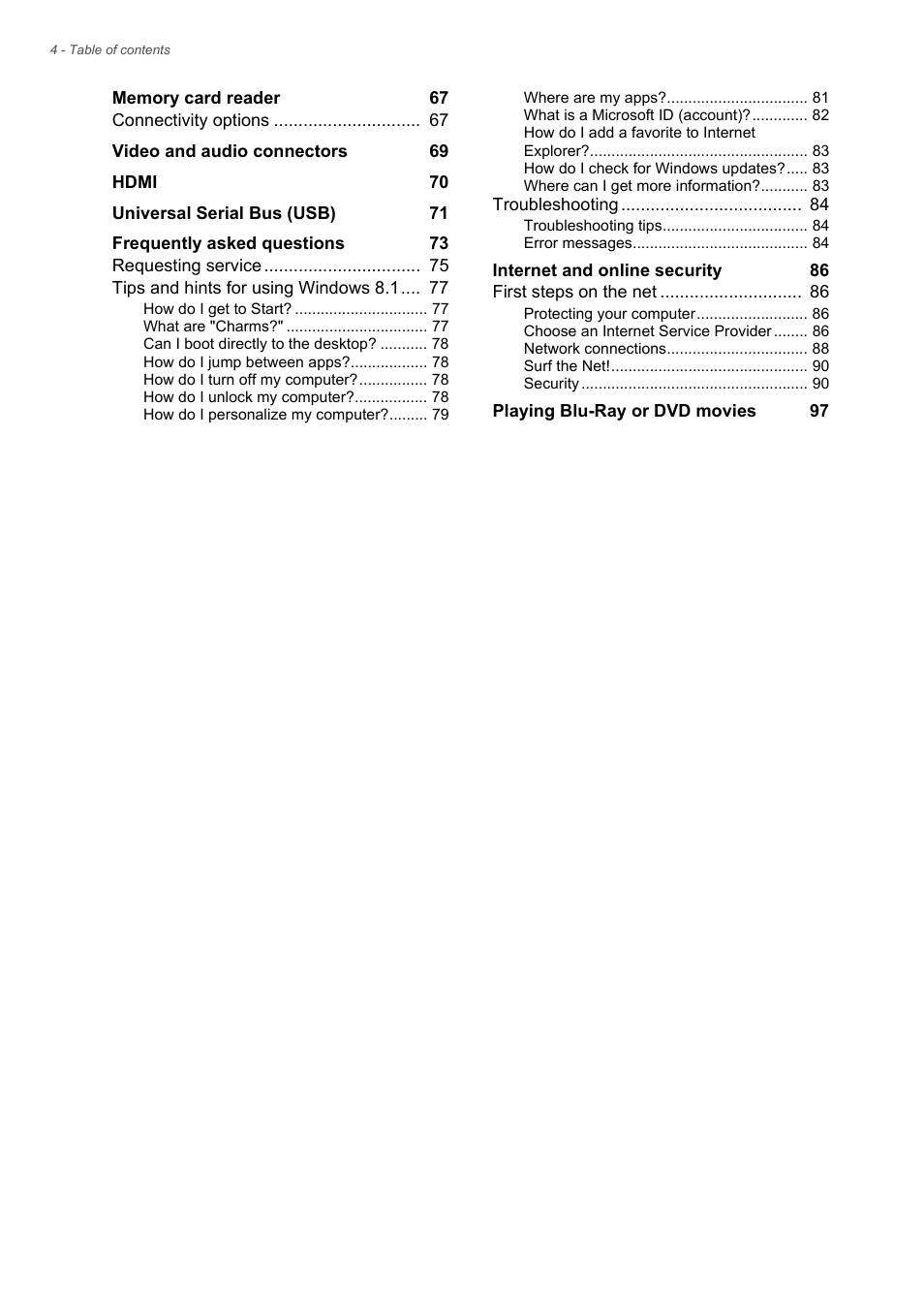 Acer TravelMate P255-MP User Manual | Page 4 / 97