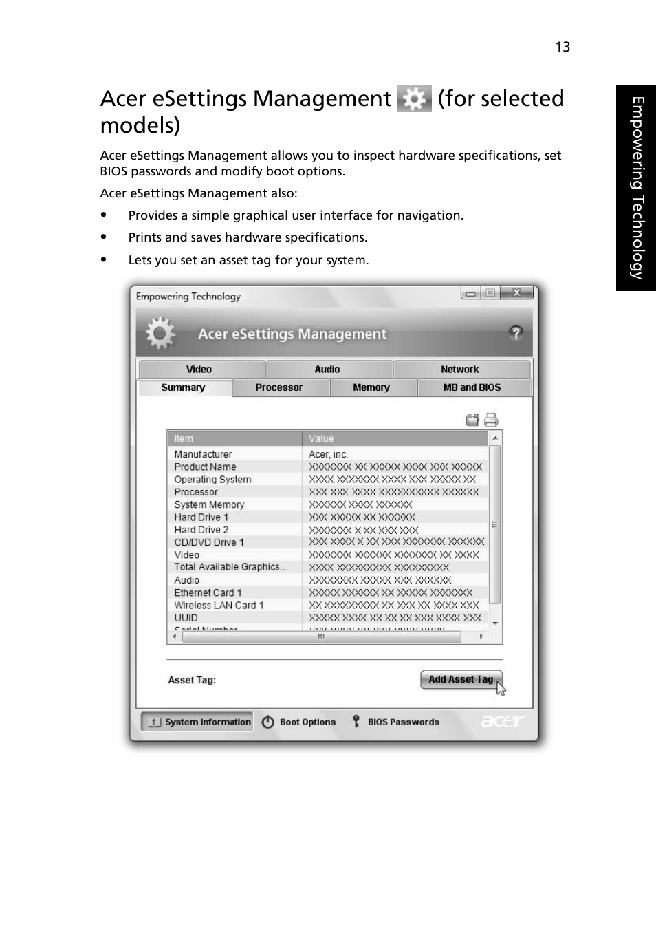 Acer esettings management (for selected models) | Acer Aspire 4520 User Manual | Page 31 / 113