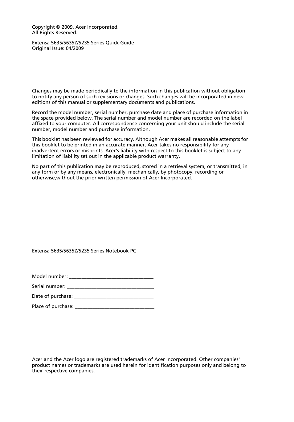 Acer Extensa 5635Z User Manual | Page 2 / 12