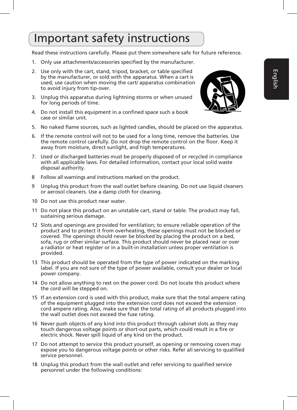 Important safety instructions | Acer AT2326ML User Manual | Page 3 / 39