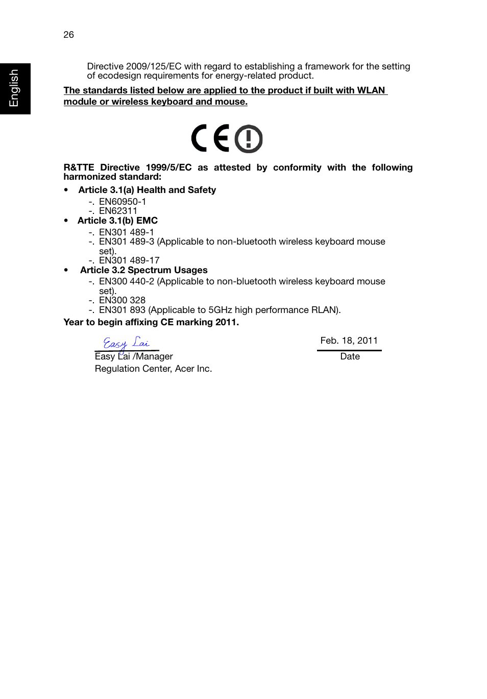 Englis h | Acer Veriton T630_36 User Manual | Page 36 / 38