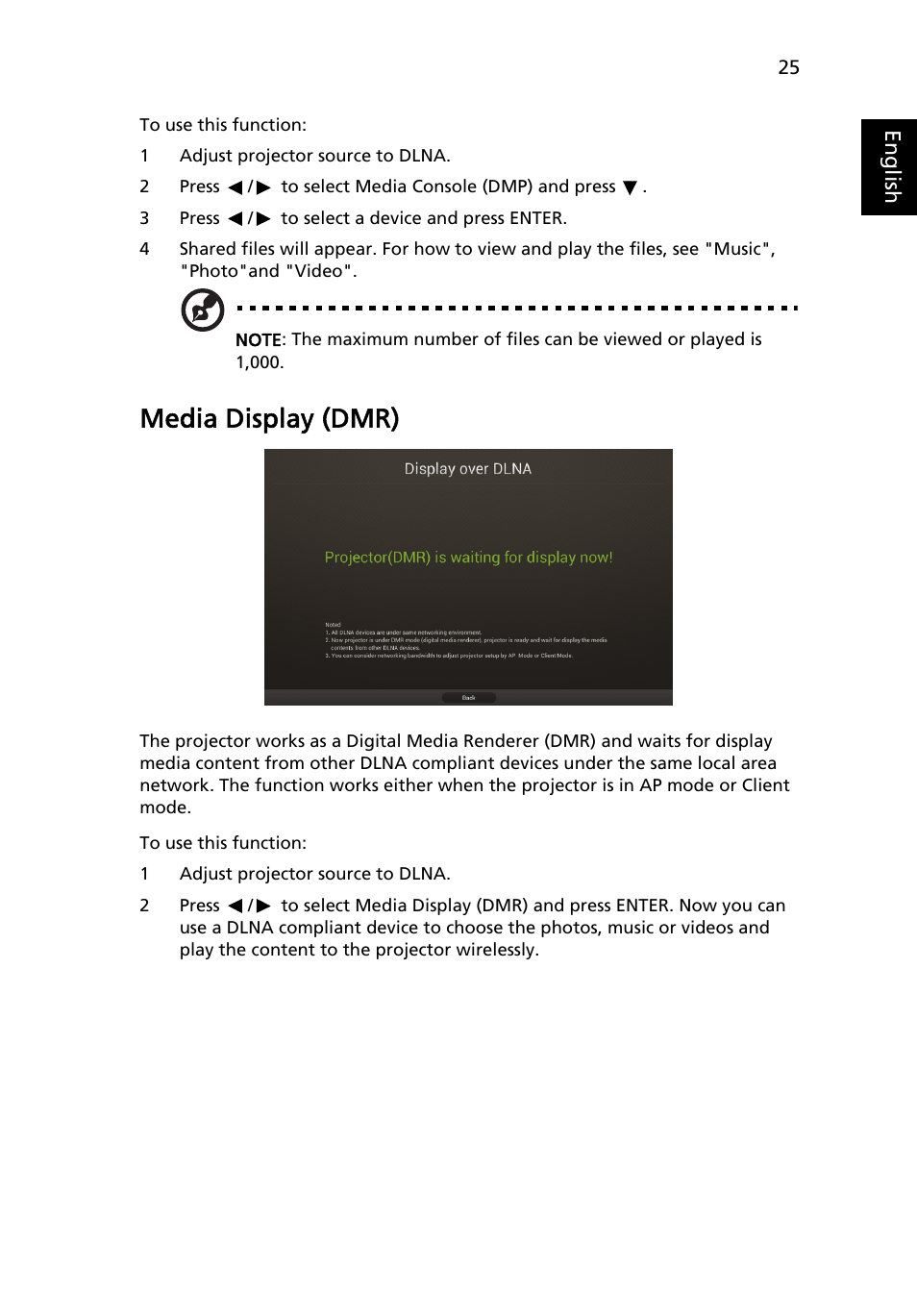 Media display (dmr) | Acer P1373WB User Manual | Page 25 / 58