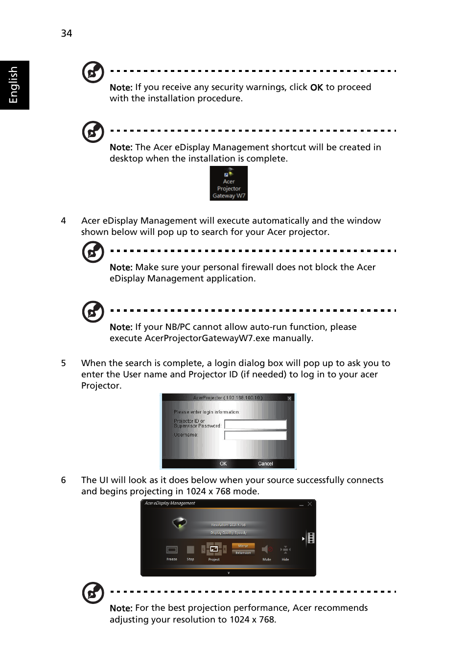 English | Acer P1373WB User Manual | Page 34 / 58