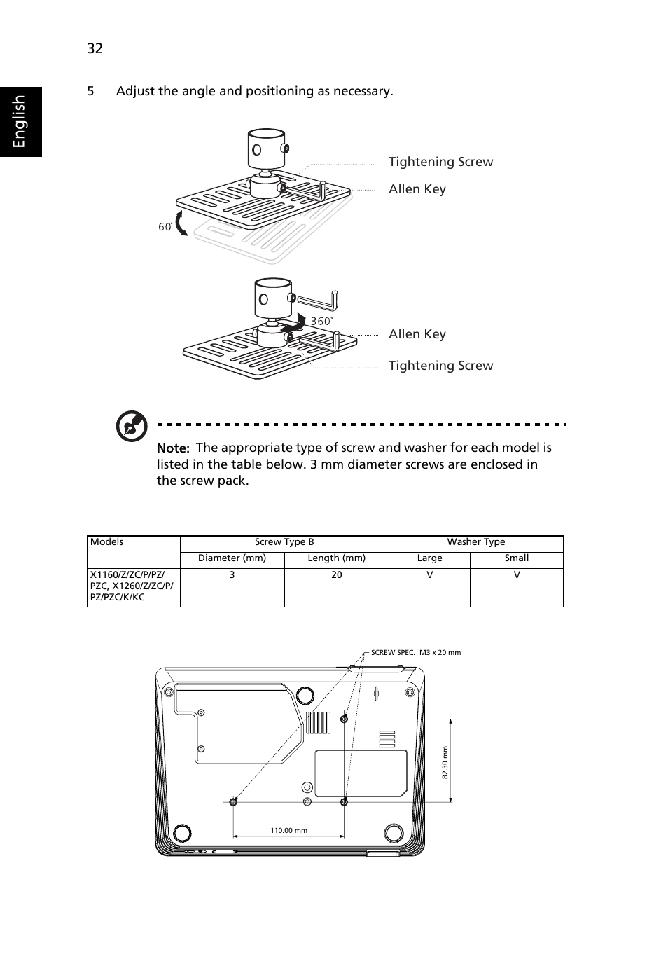 English | Acer X1160 User Manual | Page 44 / 53