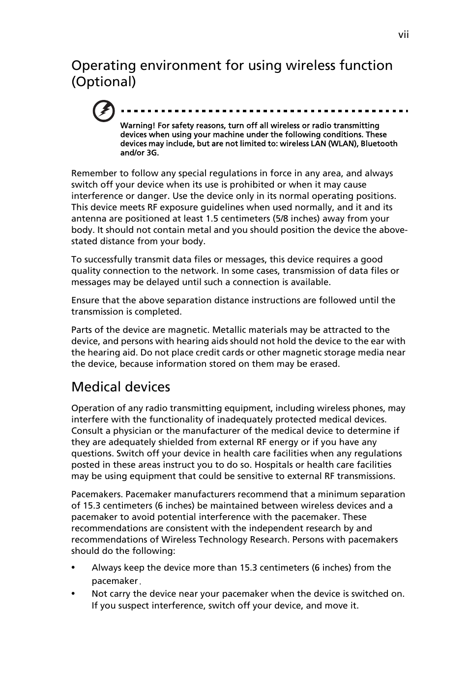 Medical devices | Acer X1160 User Manual | Page 7 / 53