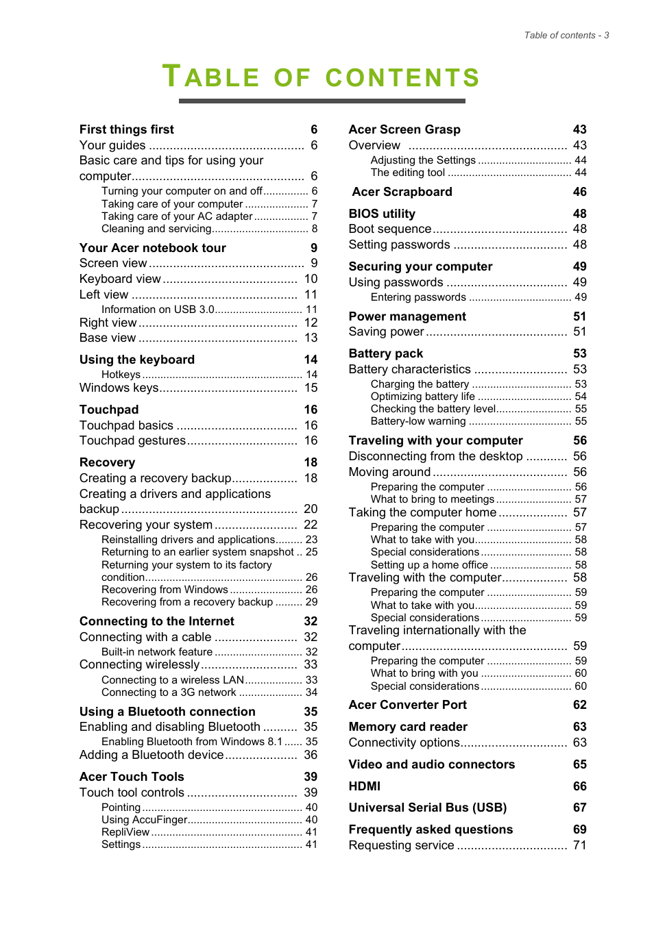 Acer Aspire S3-392 User Manual | Page 3 / 91