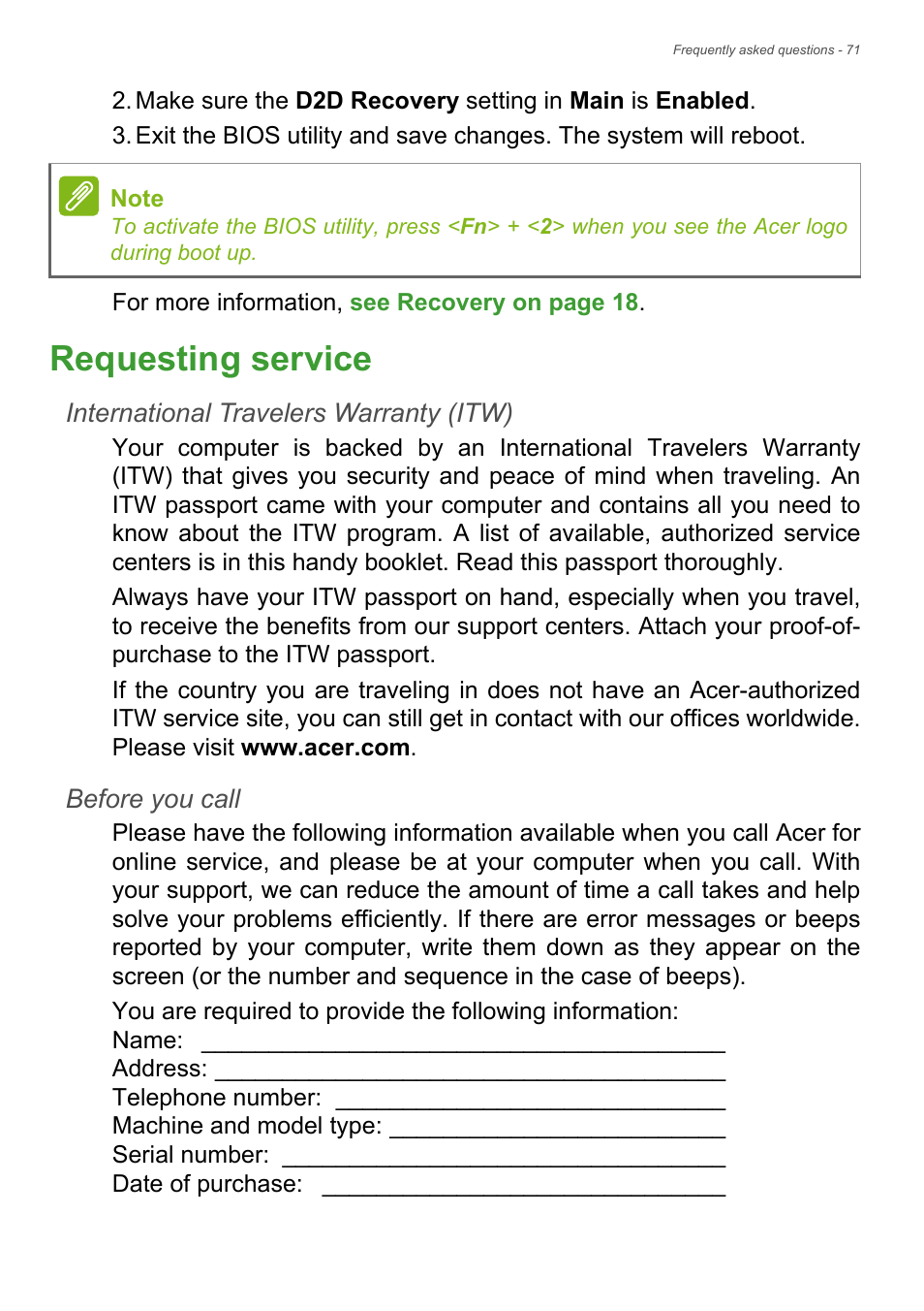 Requesting service | Acer Aspire S3-392 User Manual | Page 71 / 91