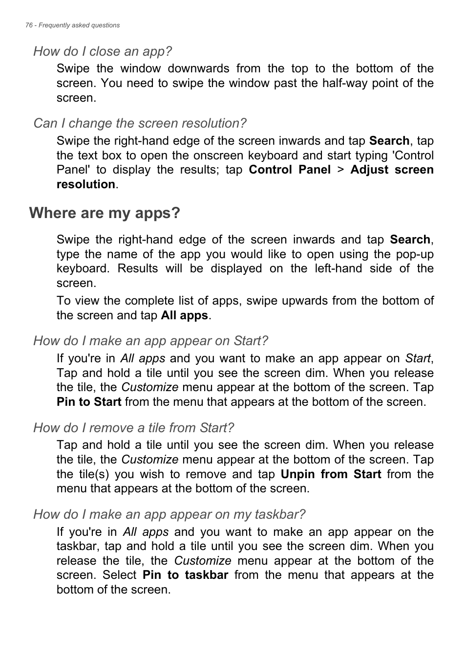 Where are my apps | Acer Aspire S3-392 User Manual | Page 76 / 91