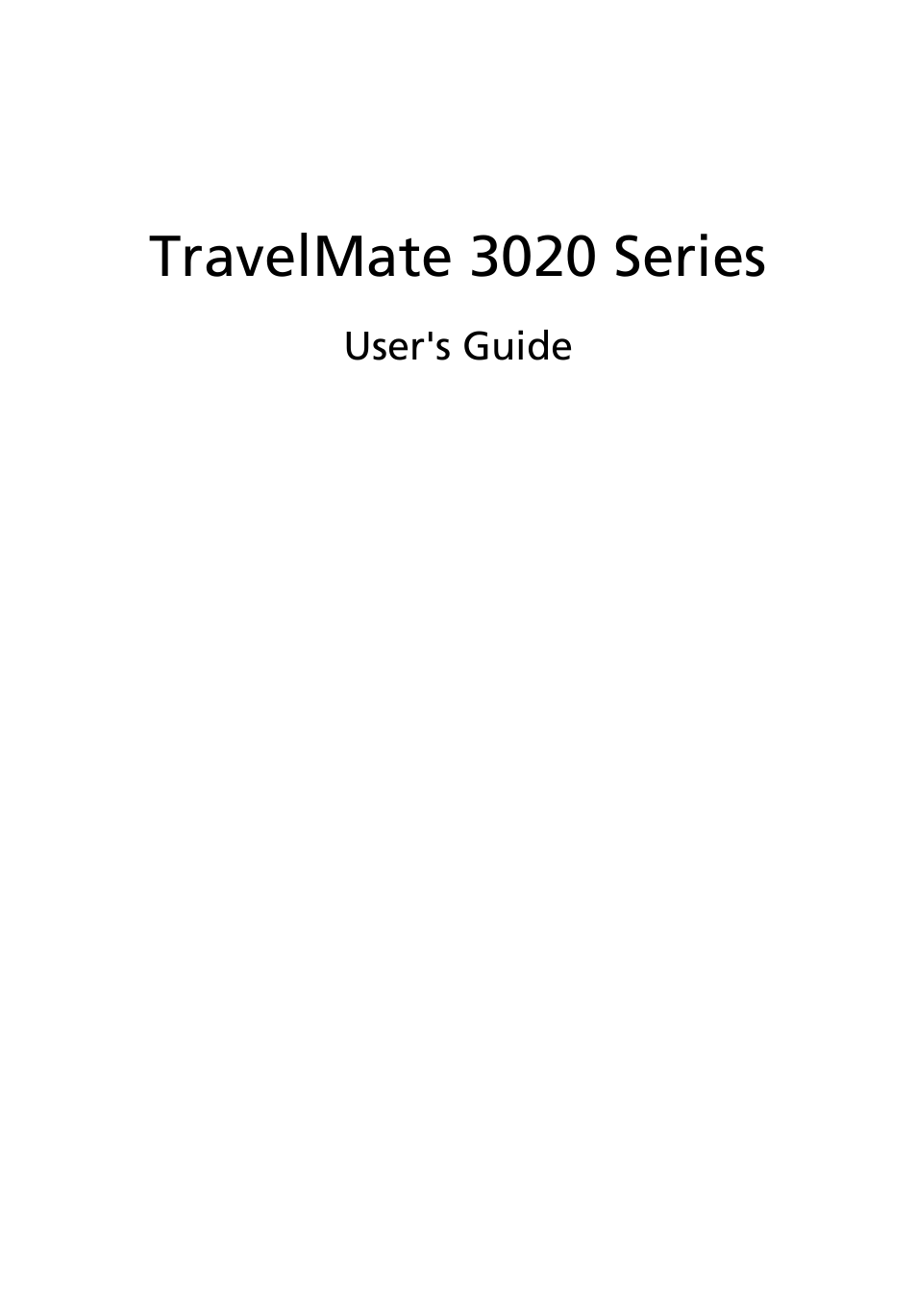 Acer TravelMate 3020 User Manual | 88 pages