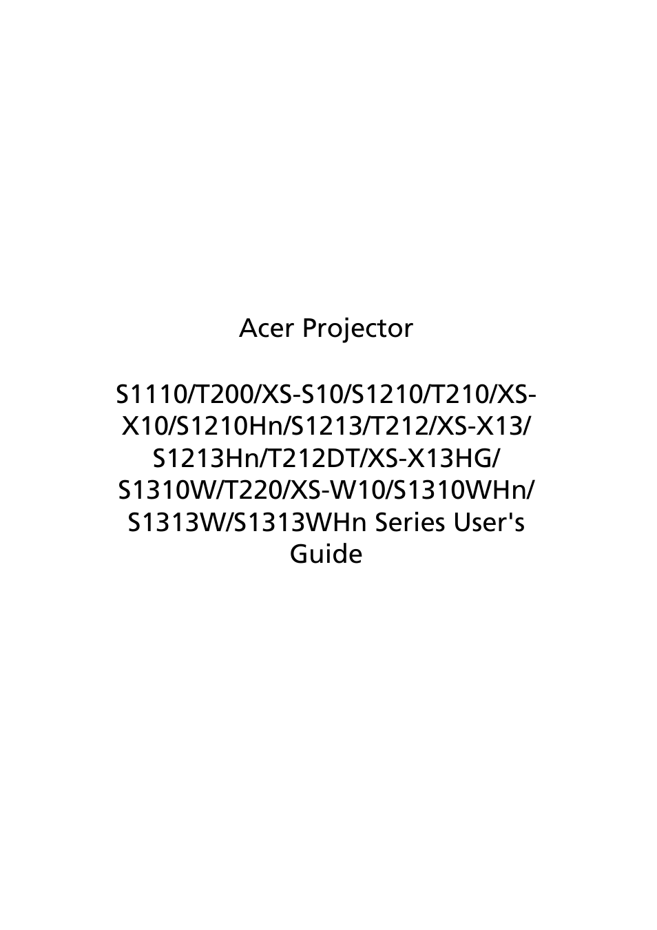 Acer S1210 User Manual | 62 pages