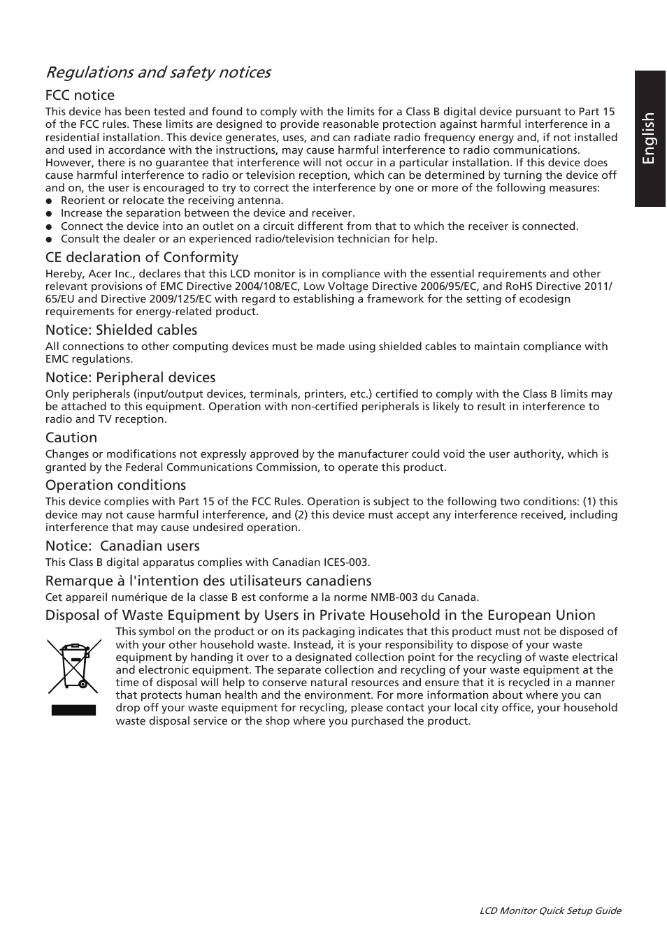 Regulations and safety notices, En g li sh | Acer V176L User Manual | Page 3 / 4