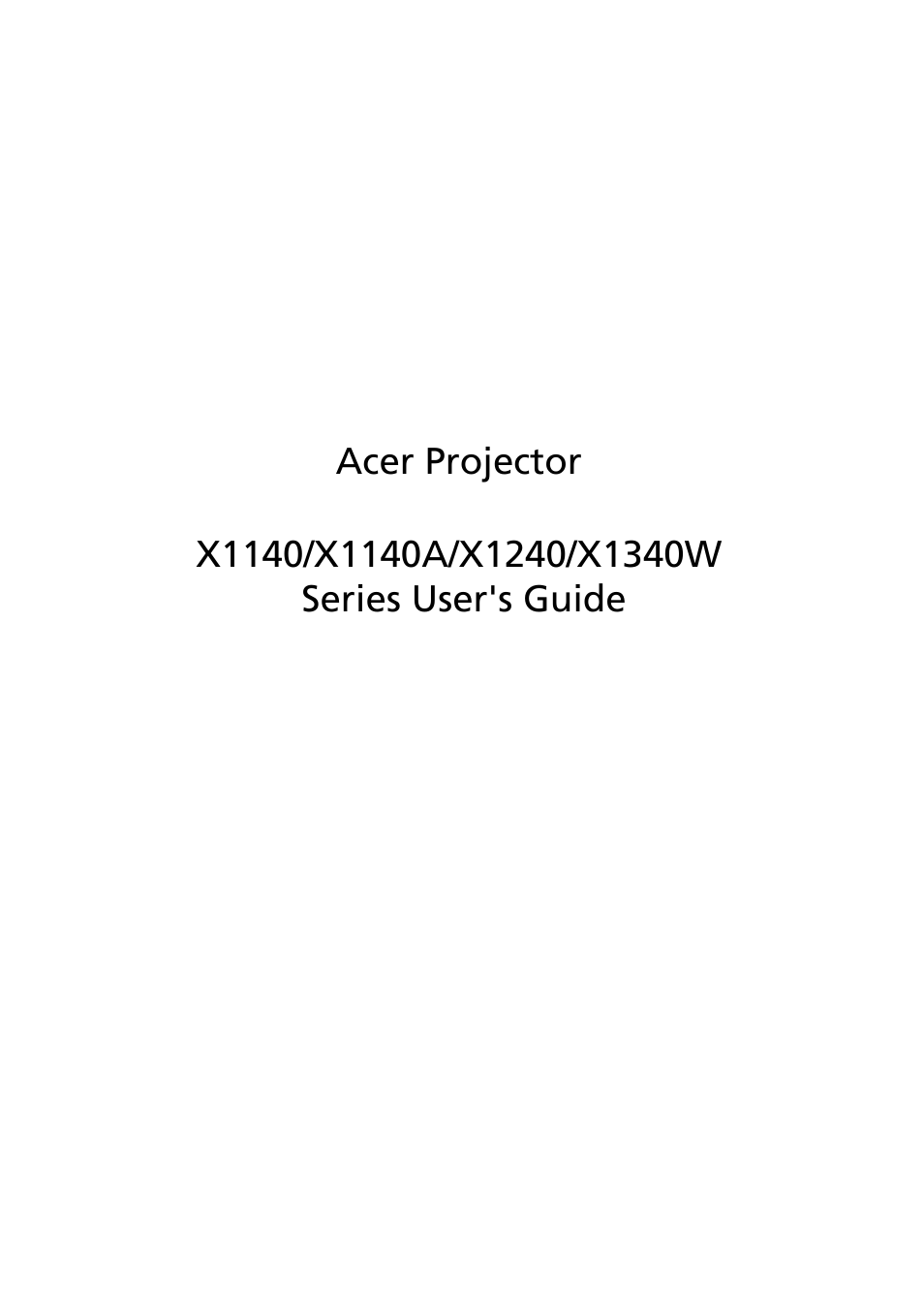 Acer P1341W User Manual | 56 pages