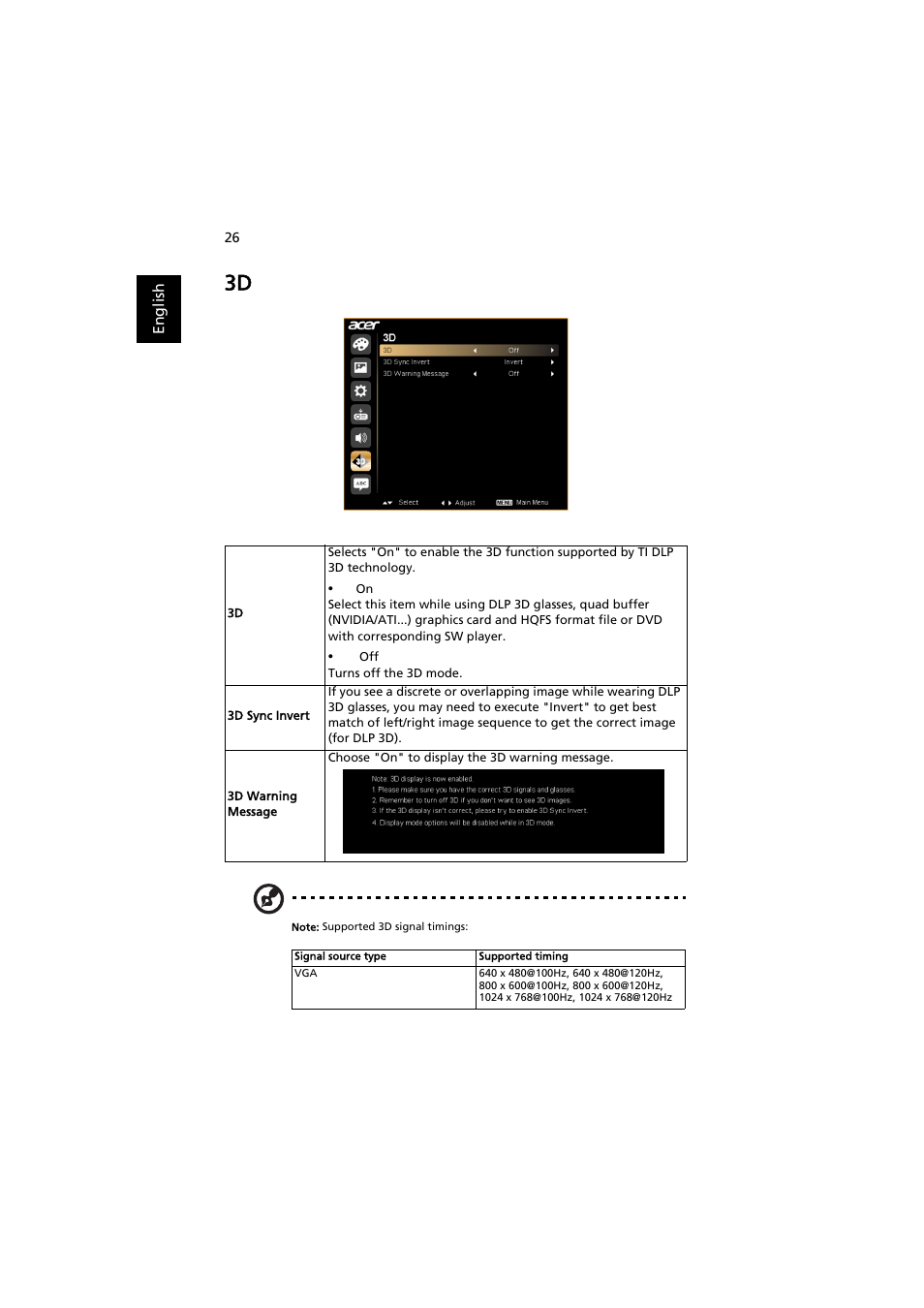 Acer P1341W User Manual | Page 36 / 56