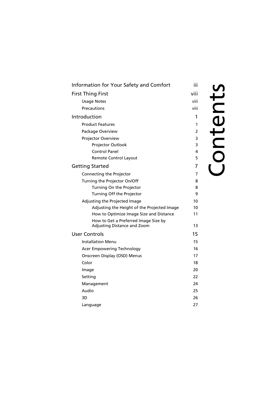 Acer P1341W User Manual | Page 9 / 56